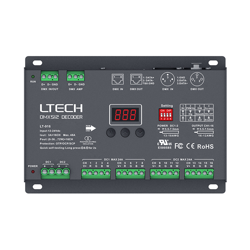 16CH LED CV DMX UL-Listed LED Decoder LT-916 16CH LED CV DMX UL-Listed LED Decoder LT-916
